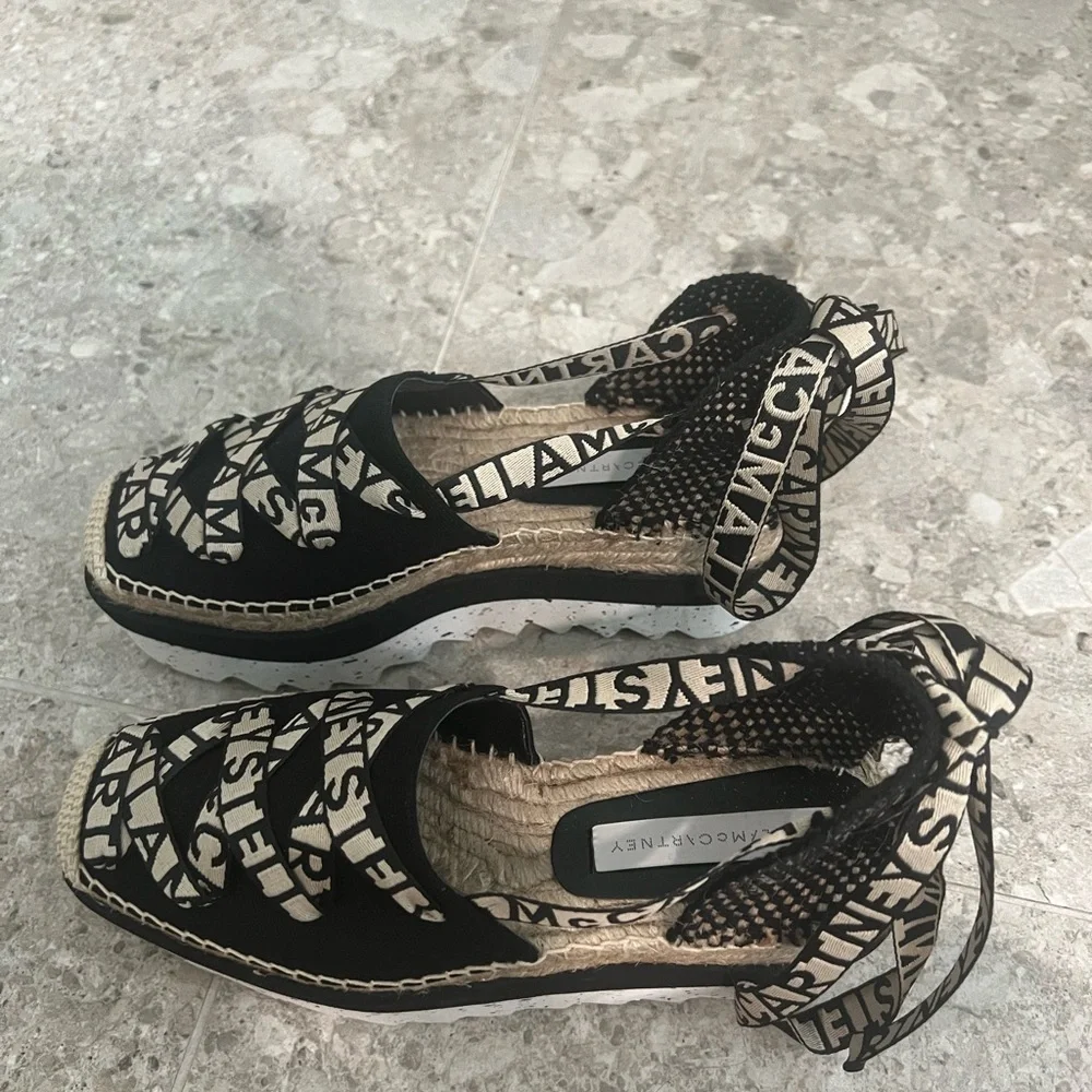 Black and Cream Stella McCartney Designer Espadrilles - Picture 3 of 6
